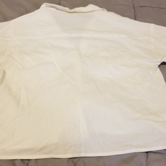 White linen cropped button down shirt size small - Picture 5 of 5